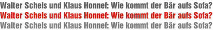 Walter Schels und Klaus Honnef: Wie kommt der Bär aufs Sofa?